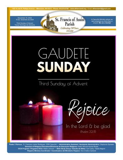 Sunday December 15th, 2024 Mass Bulletin