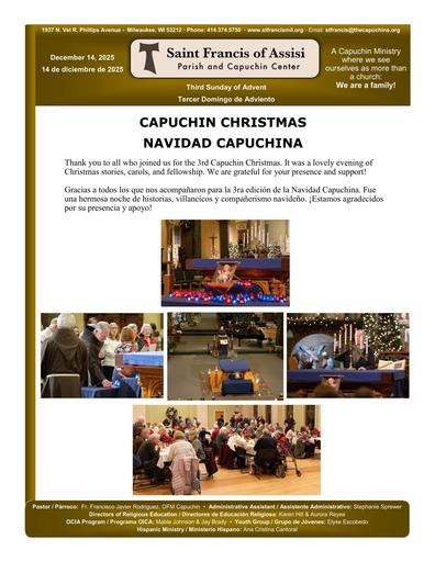 Sunday December 14, 2025 Mass Bulletin