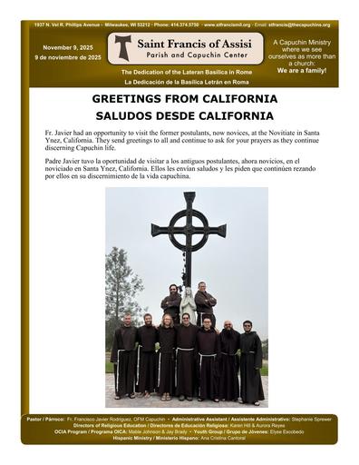 Sunday November 9, 2025 Mass Bulletin