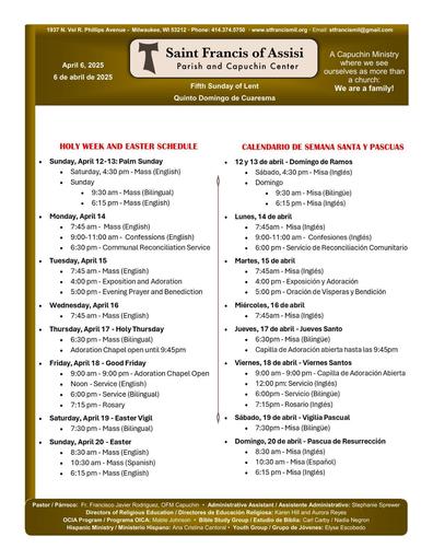 Sunday April 6th, 2025 Mass Bulletin
