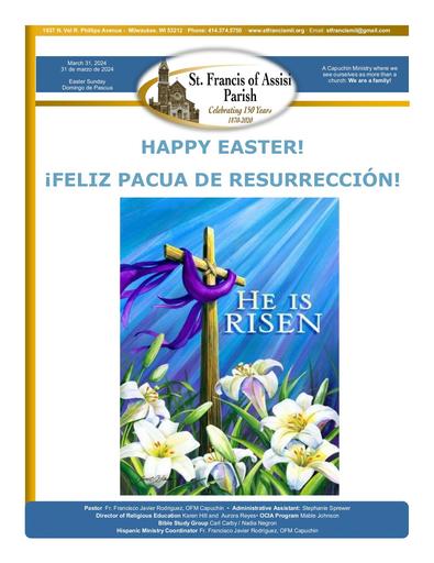 Easter Sunday March 31st, 2024 Mass Bulletin